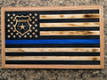 Handcrafted Wooden American Flag – Thin Blue Line