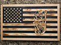 Handcrafted Wooden American Flag – Hunting & Outdoors Edition