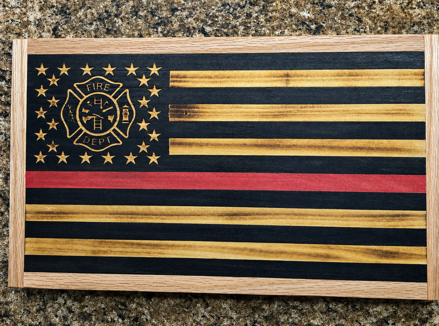 Handcrafted Wooden American Flag – Firefighter Tribute