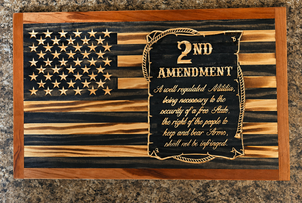 2nd Amendment handcrafted wooden American flag
