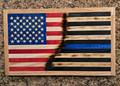 Handcrafted Wooden American Flag – Half & Half Thin Blue Line