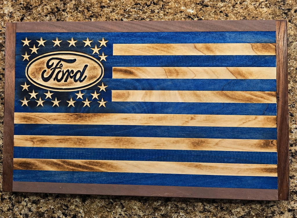 Ford Handcrafted Wooden American Flag