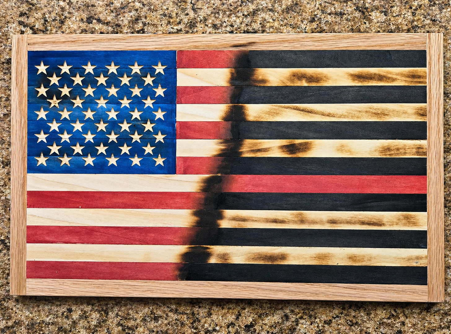 Handcrafted Wooden American Flag – Fire & Char Edition