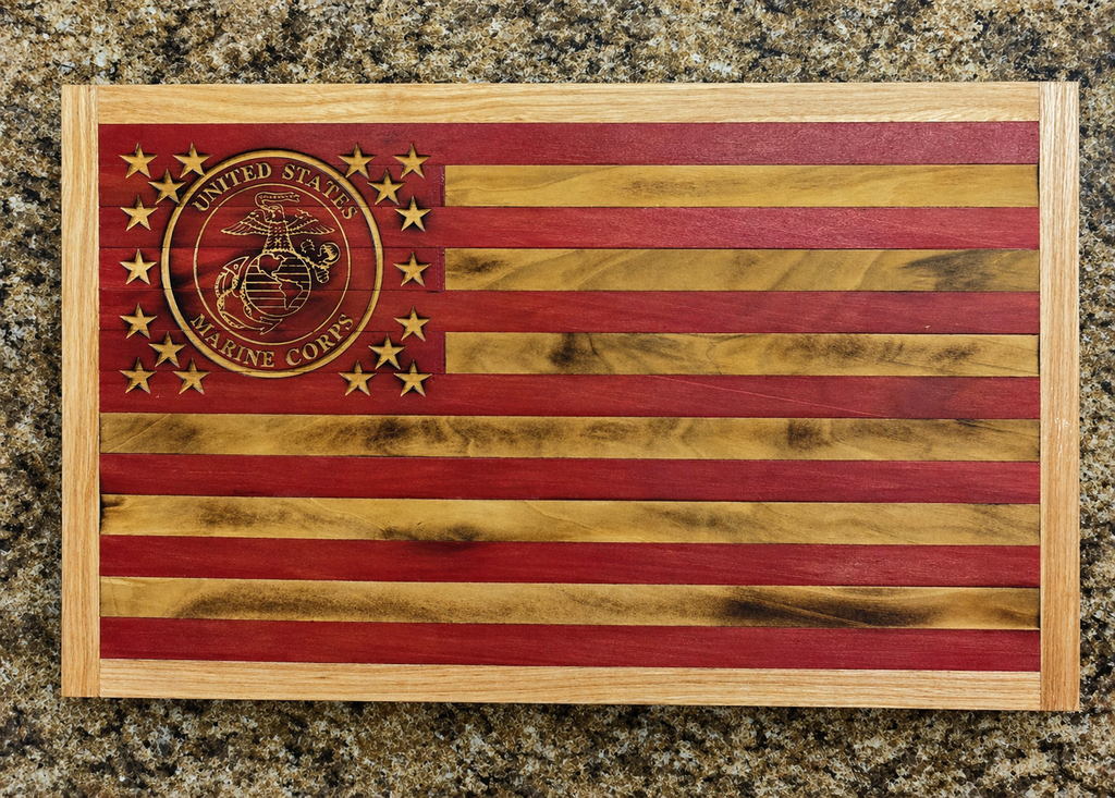 Handcrafted Wooden American Flag – Marine Corps Edition