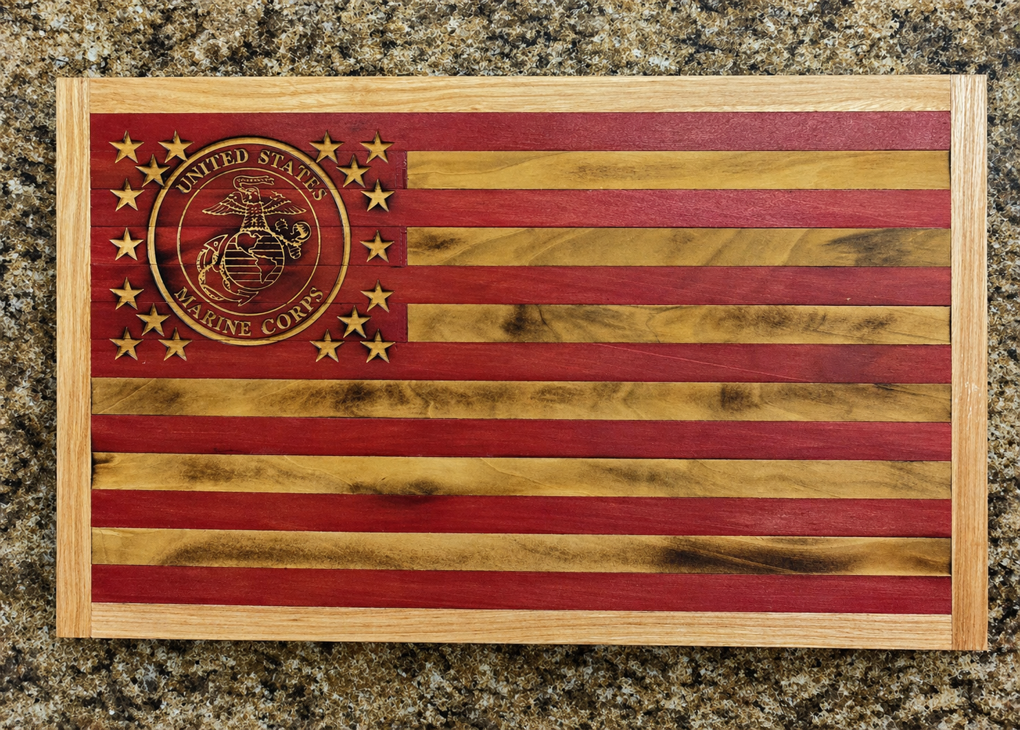 Handcrafted Wooden American Flag – Marine Corps Edition